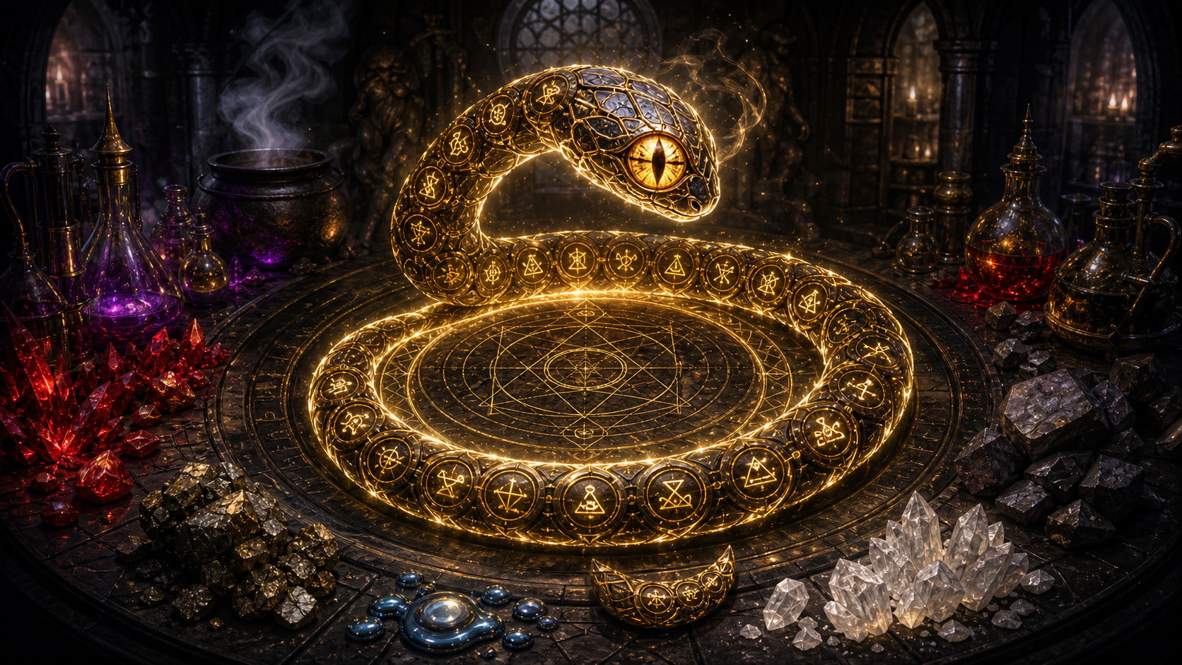 Alchemist's Crucible gothic alchemy snake game cover
