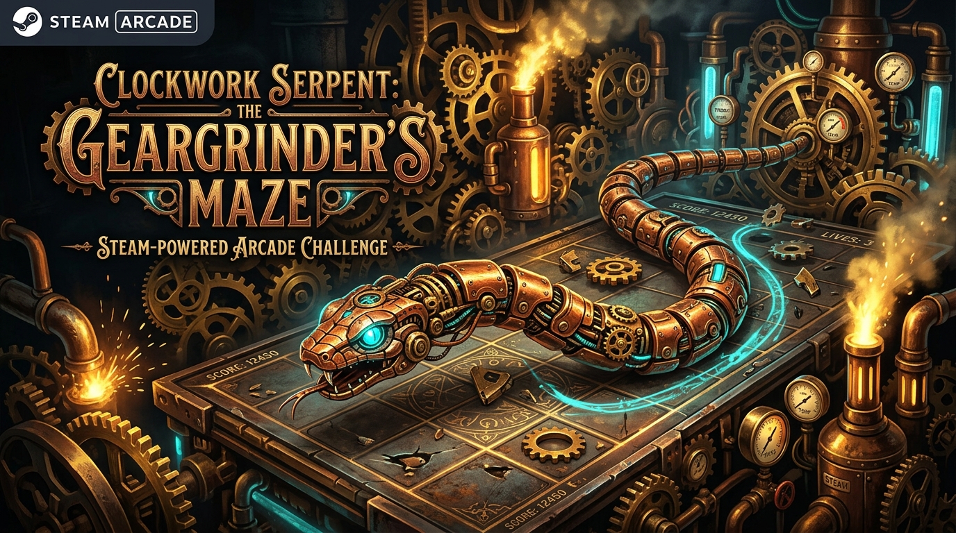 Steampunk Clockwork Automaton Snake Game Screen