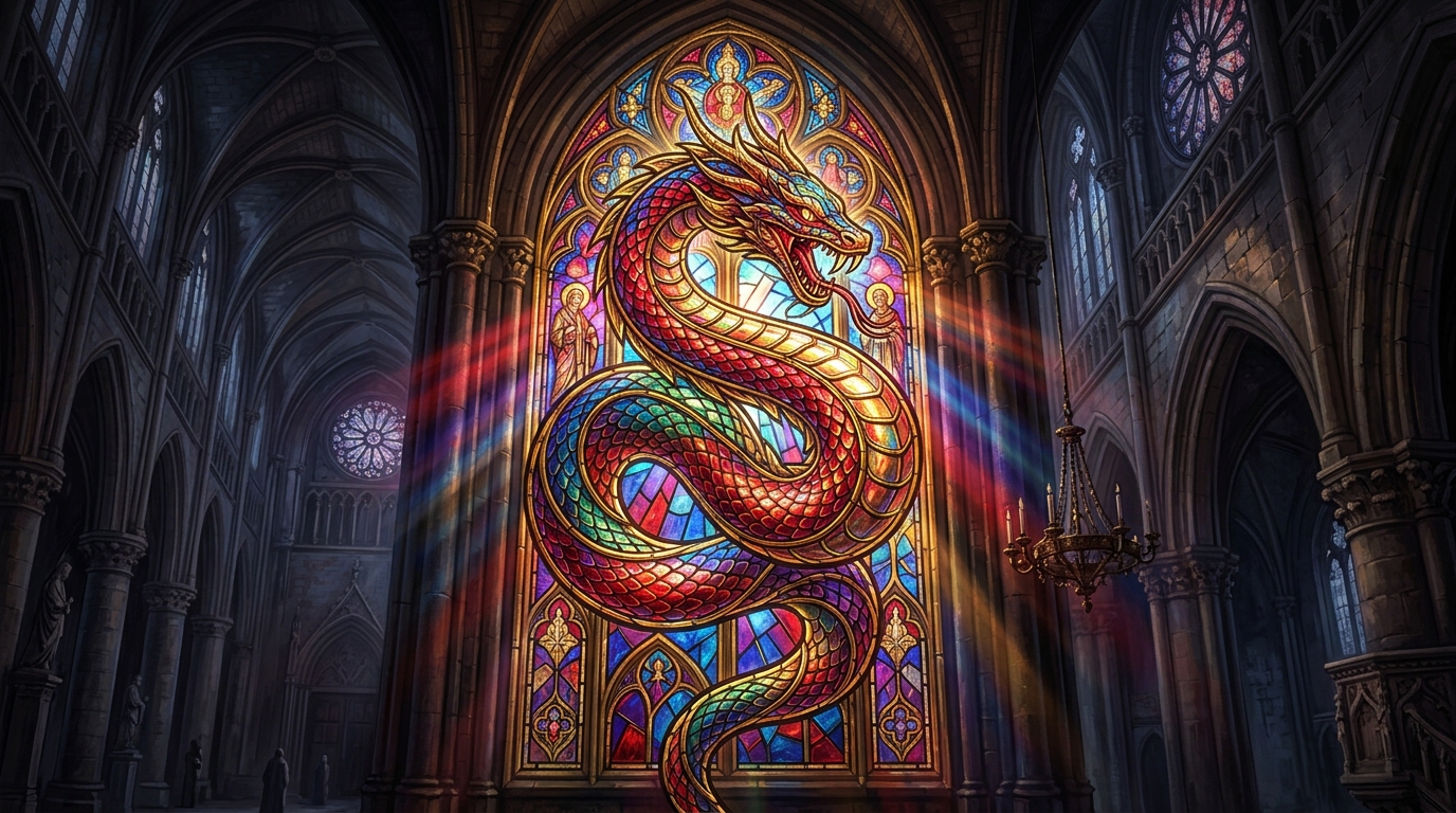 Gothic Stained Glass Snake Game Screen
